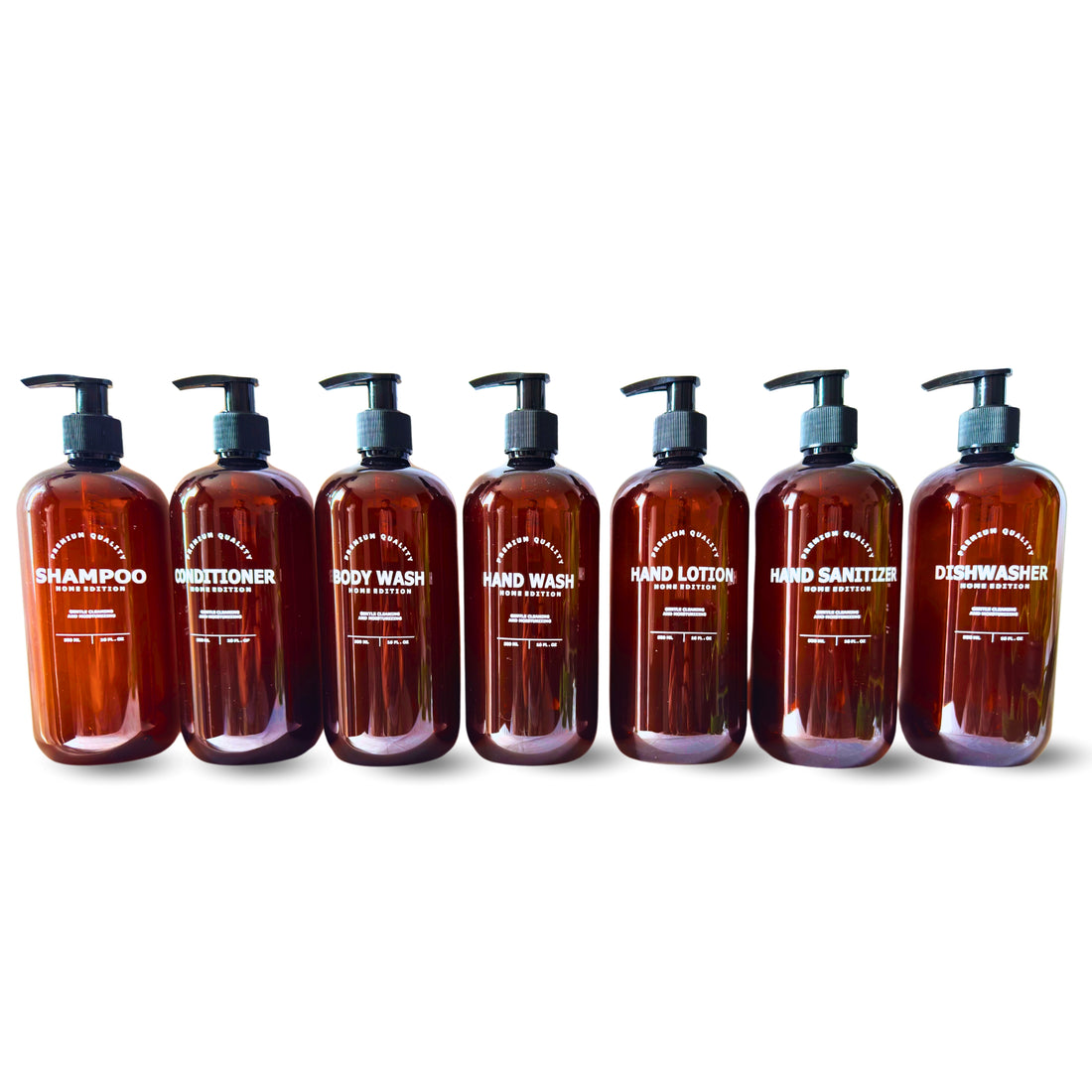 Set de Contenedores Ámbar con 7 Dispensadores De Líquidos