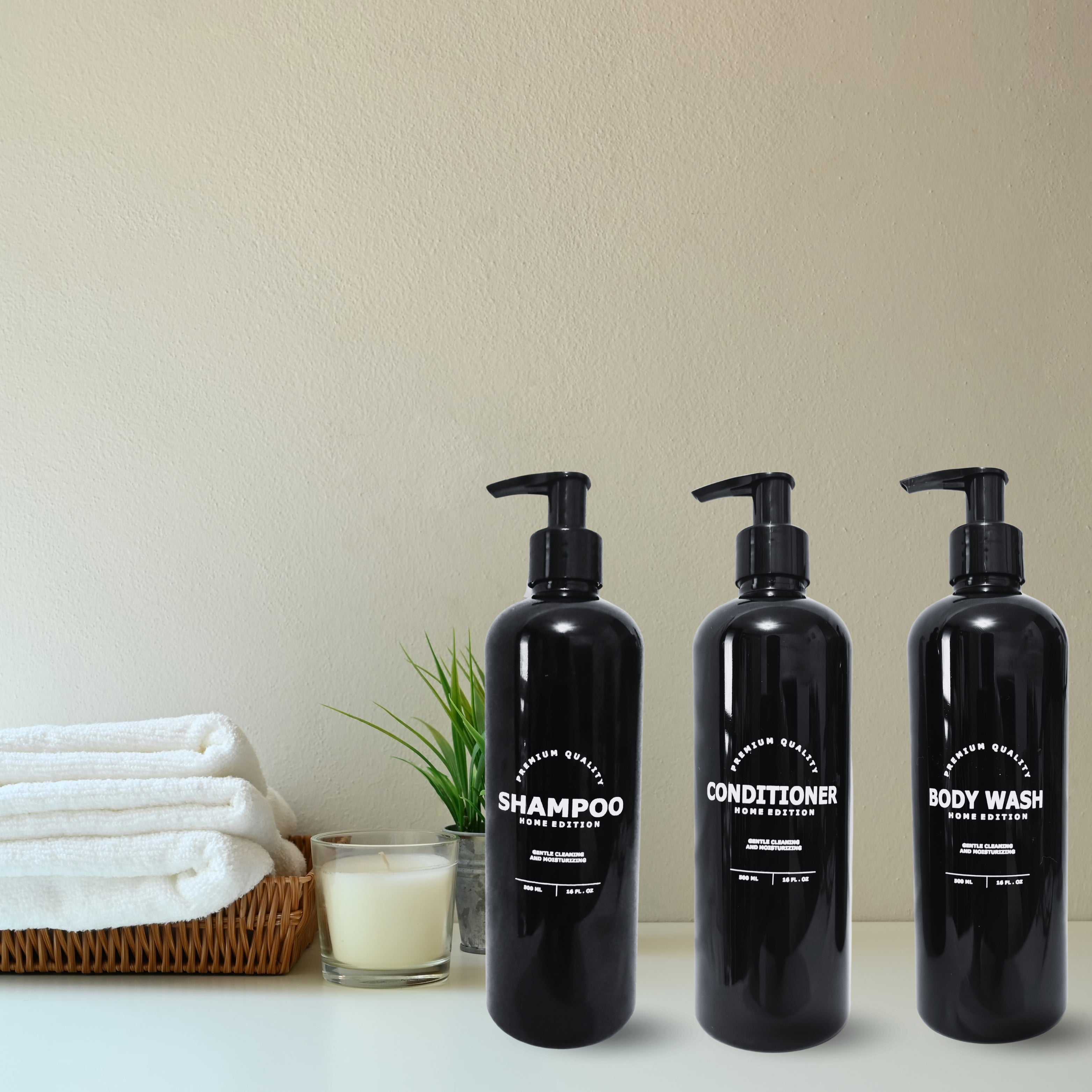 Set de Contenedores Negro con 7 Dispensadores De Líquidos